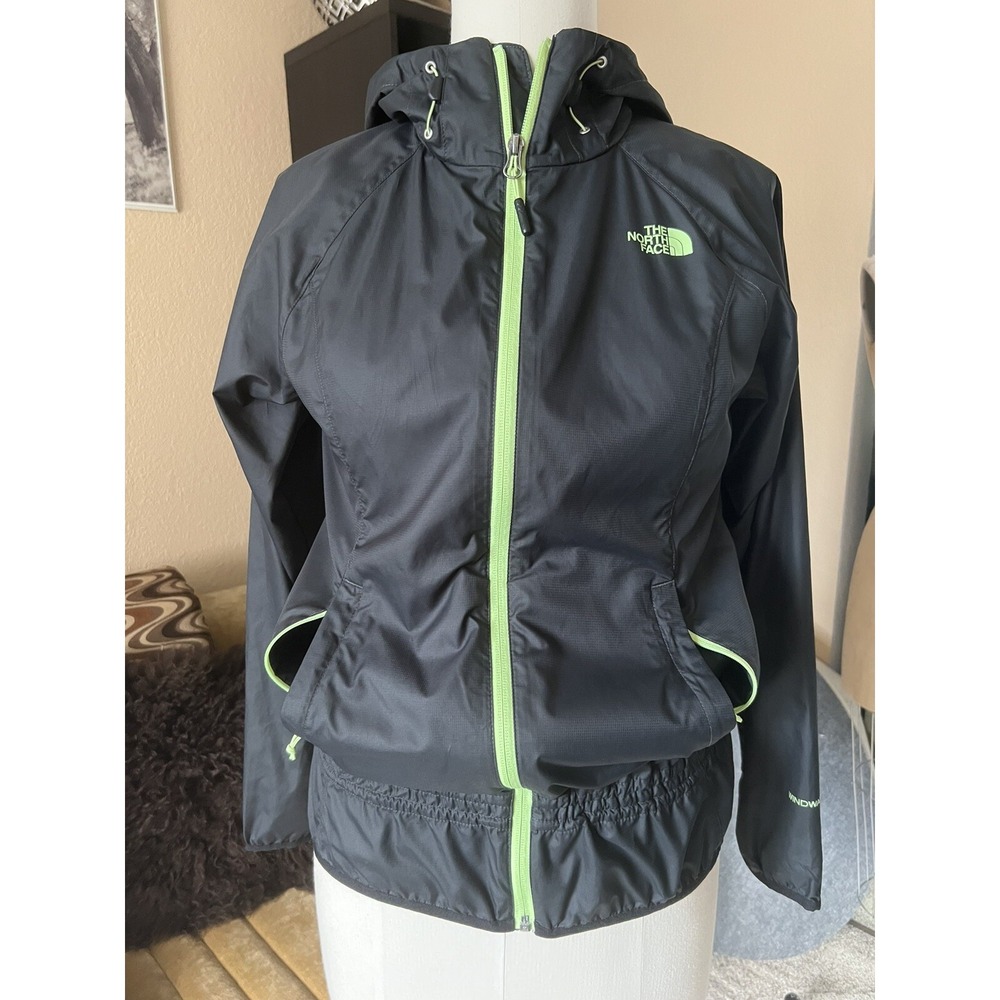 North Face Light Jacket Adult Sz S/P Black Hyvent Hooded Wind Breaker Womens New